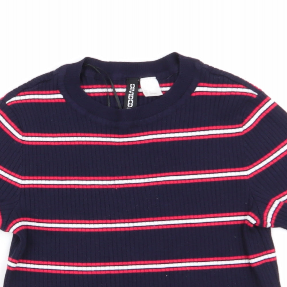 Divided by H&M Womens Multicoloured Striped  Basic T-Shirt Size 6
