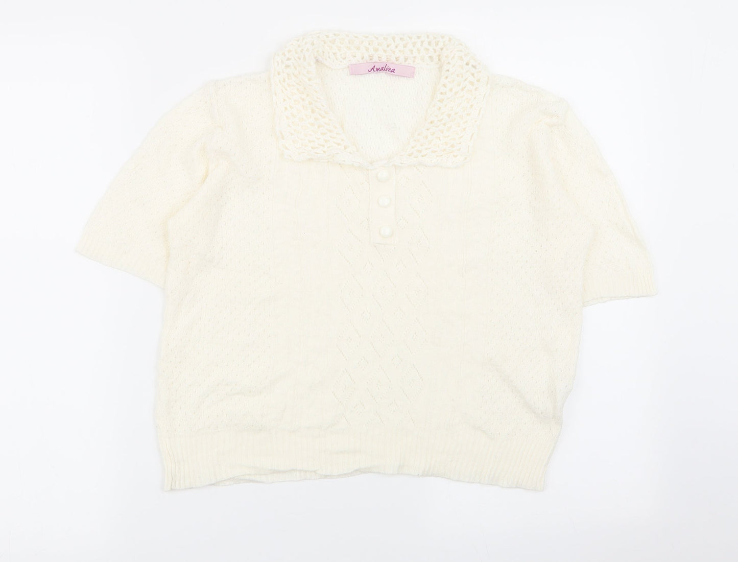 amalina Womens White   Basic Polo Size 10