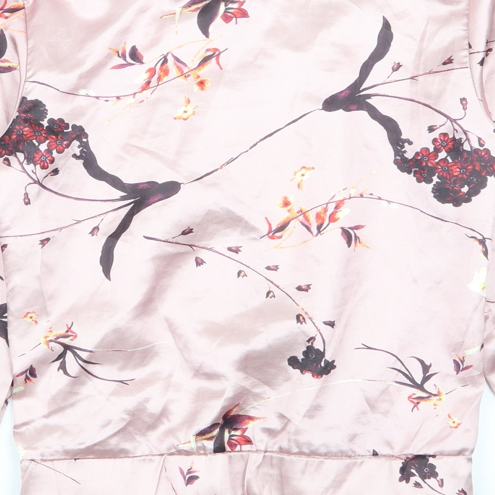 be you Womens Pink Floral  Full Zip Jumper Size 8