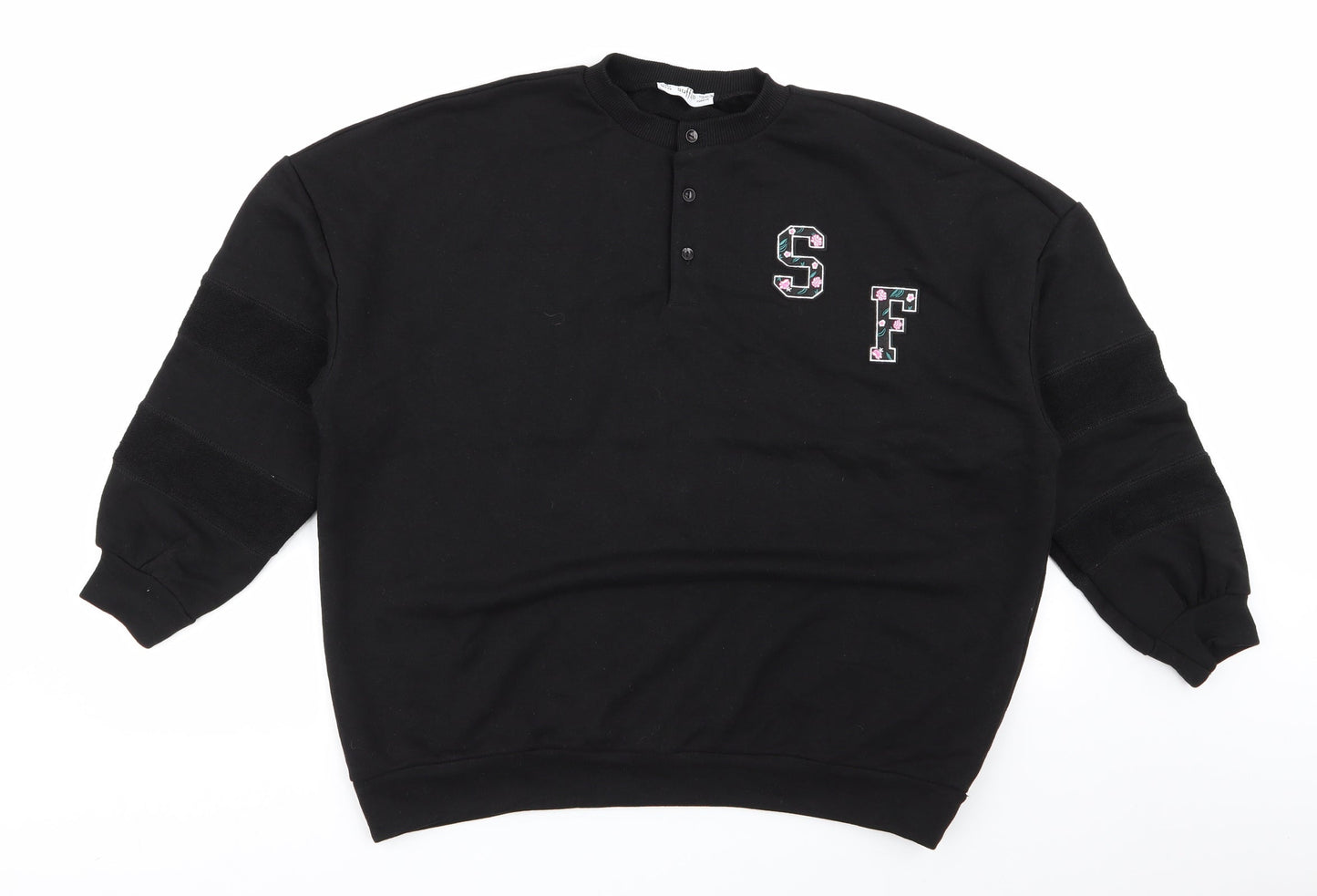 stuffle Womens Black Floral  Pullover Jumper Size 10