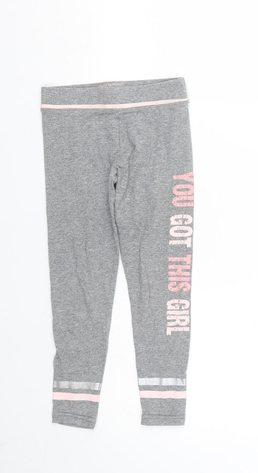 Primark Girls Grey Striped  Capri Trousers Size 5-6 Years