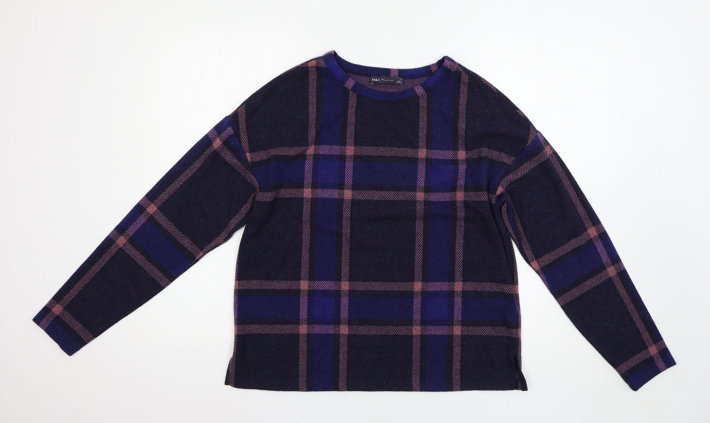 Marks and Spencer Womens Multicoloured Check  Pullover Jumper Size 10