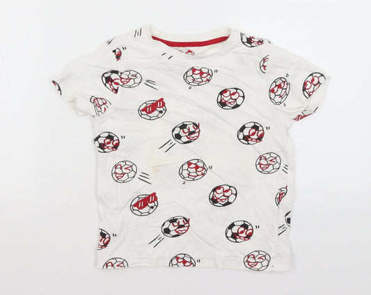 F&F Boys White   Basic T-Shirt Size 5-6 Years  - Football