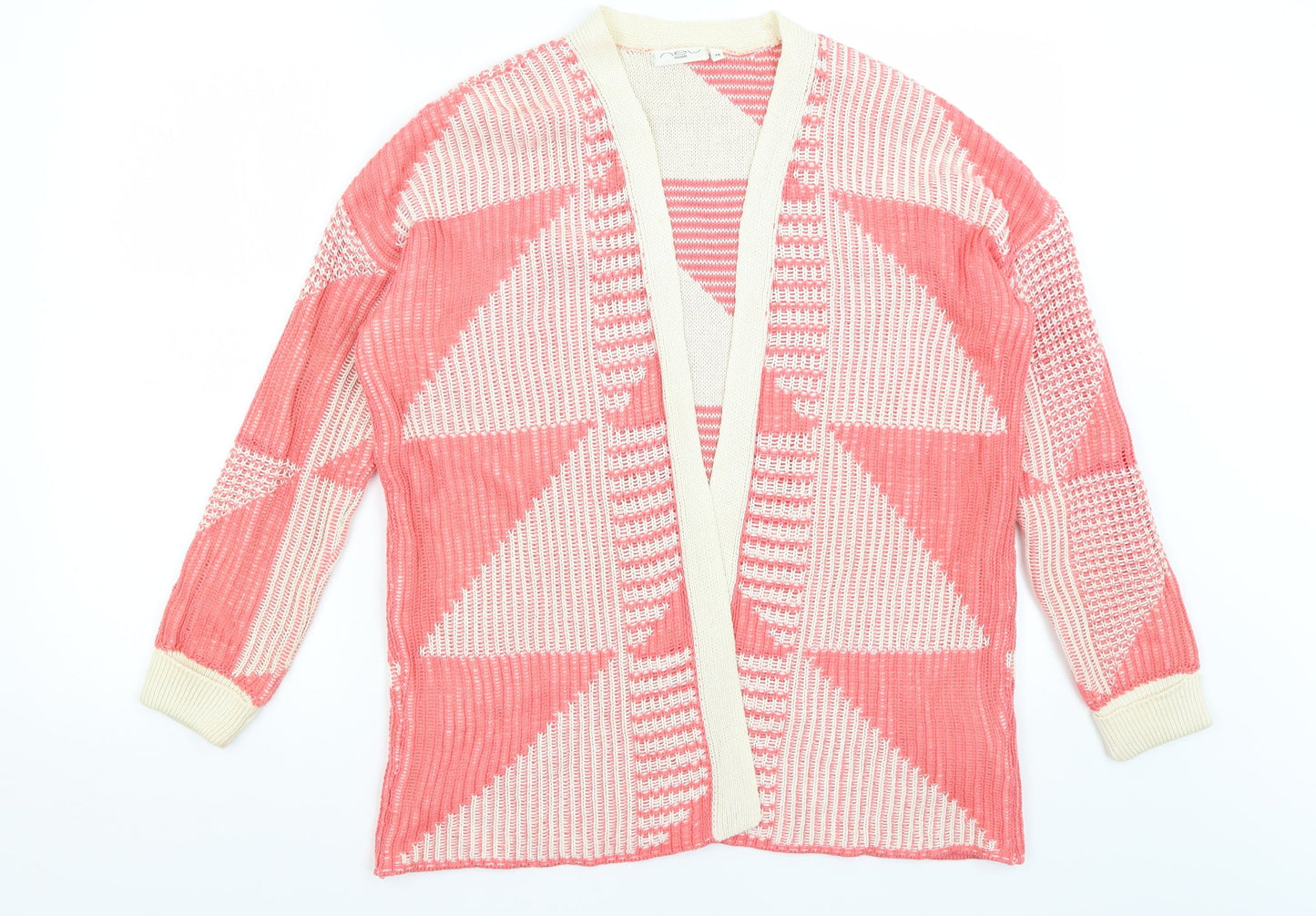 New Look Womens Red Geometric  Shrug Jumper Size 14