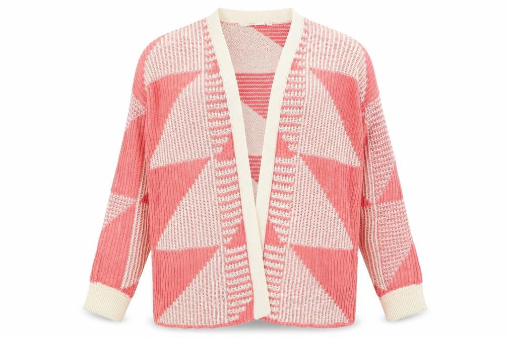 New Look Womens Red Geometric  Shrug Jumper Size 14
