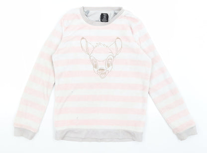 Preloved Disney Womens Grey Striped  Pullover Jumper Size XS  - Bambi - Front
