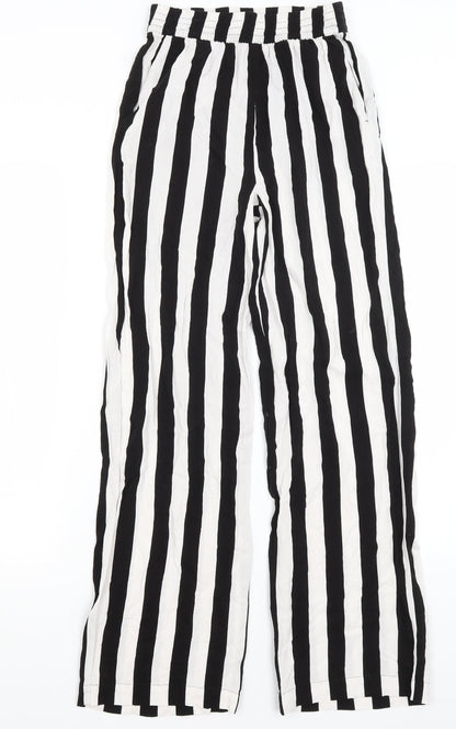Divided Womens Black Striped  Trousers  Size 4 L28 in