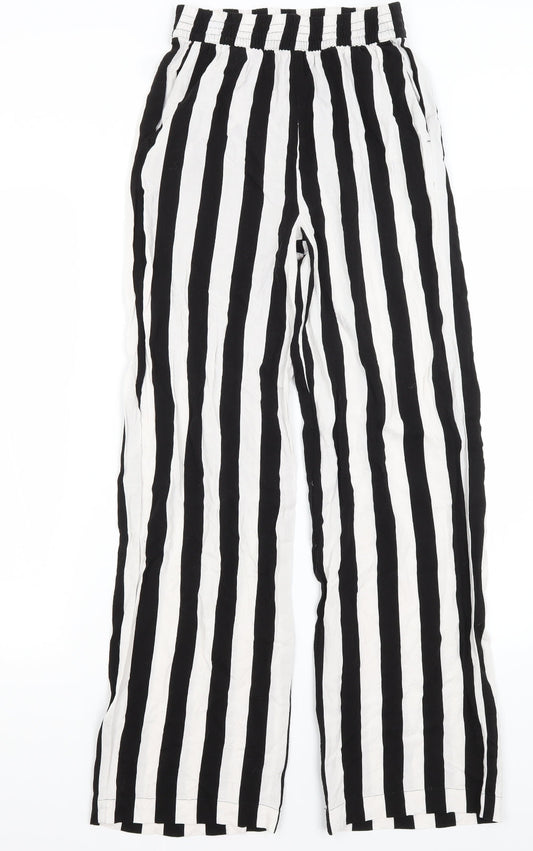 Divided Womens Black Striped  Trousers  Size 4 L28 in