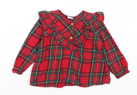H&M Baby Red Plaid  Basic T-Shirt Size 9-12 Months
