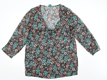Womens Brown Floral  Kaftan  Size 14