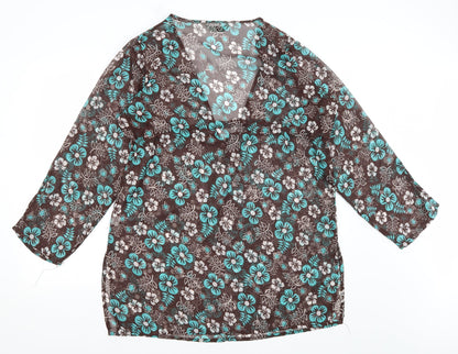 Womens Brown Floral  Kaftan  Size 14