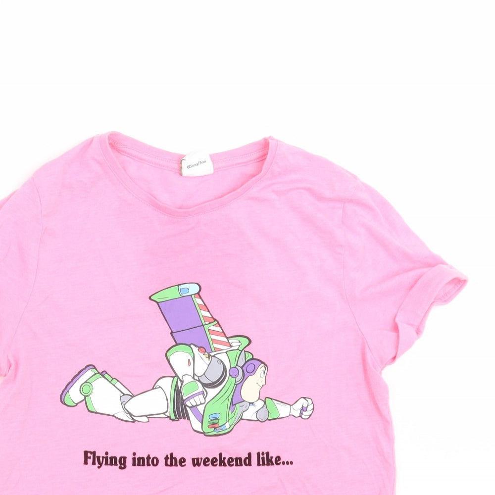 TESCO Girls Pink   Basic T-Shirt Size 10-11 Years  - Buzz lightyear