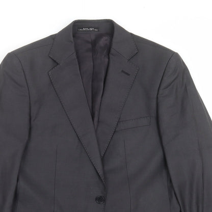Zara Man Mens Grey Herringbone  Jacket Suit Jacket Size 38