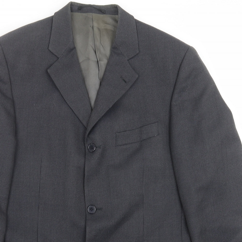Hugo James Mens Grey Geometric  Jacket Suit Jacket Size 40