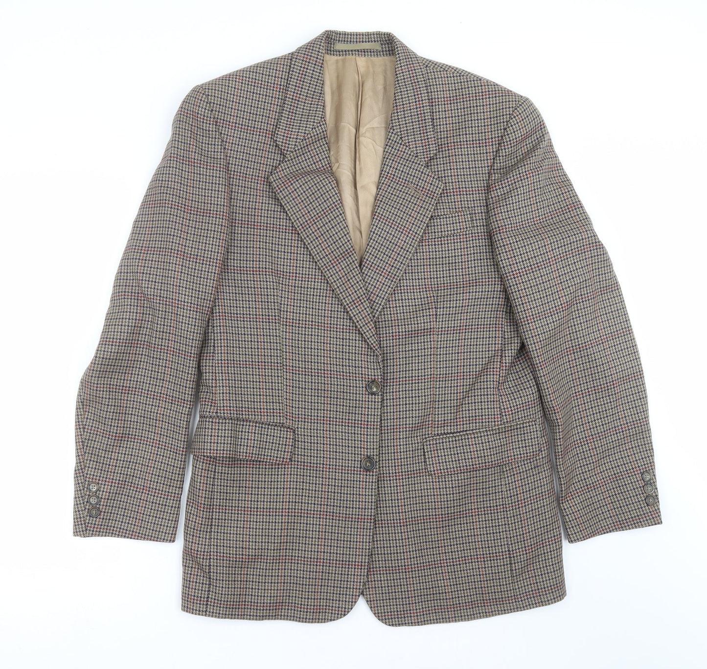 Classics Mens Beige Houndstooth  Jacket Suit Jacket Size 38
