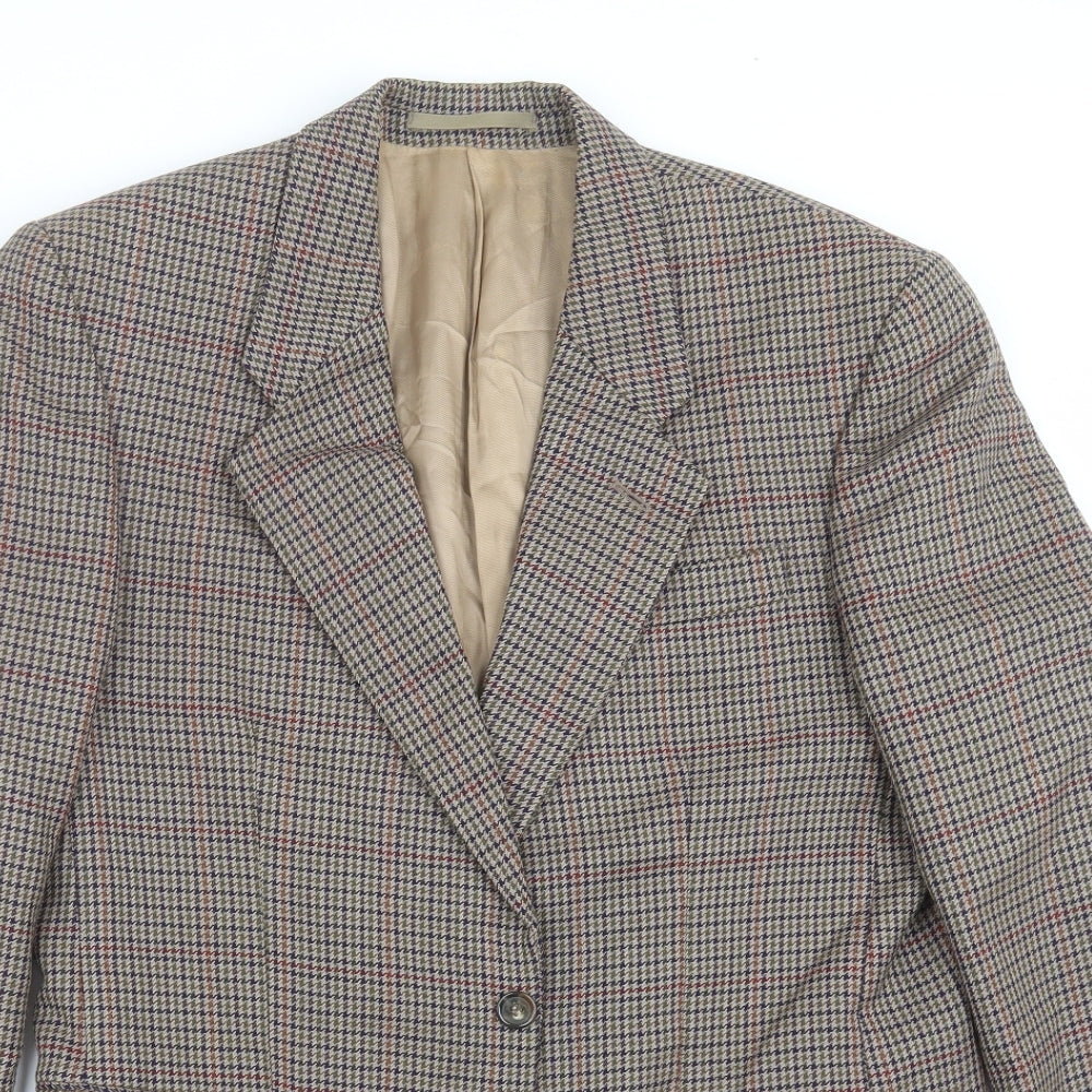 Classics Mens Beige Houndstooth  Jacket Suit Jacket Size 38