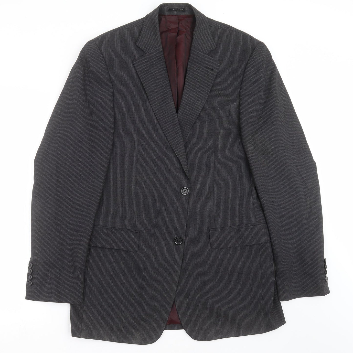 Tom English Mens Grey Striped  Jacket Suit Jacket Size 40