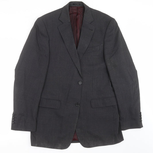 Tom English Mens Grey Striped  Jacket Suit Jacket Size 40
