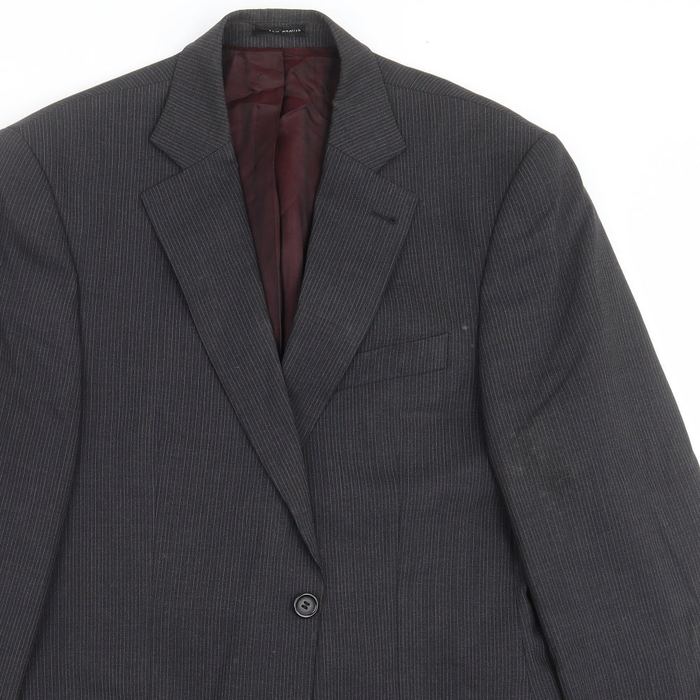 Tom English Mens Grey Striped  Jacket Suit Jacket Size 40