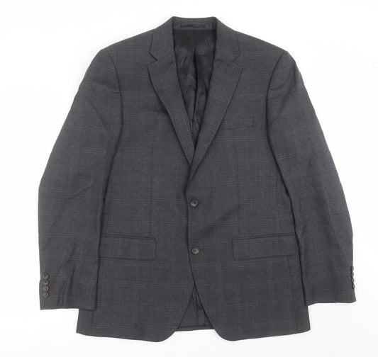 Blazer Mens Grey Check  Jacket Suit Jacket Size 40