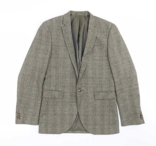 Butler & Webb Mens Green Check  Jacket Suit Jacket Size 36