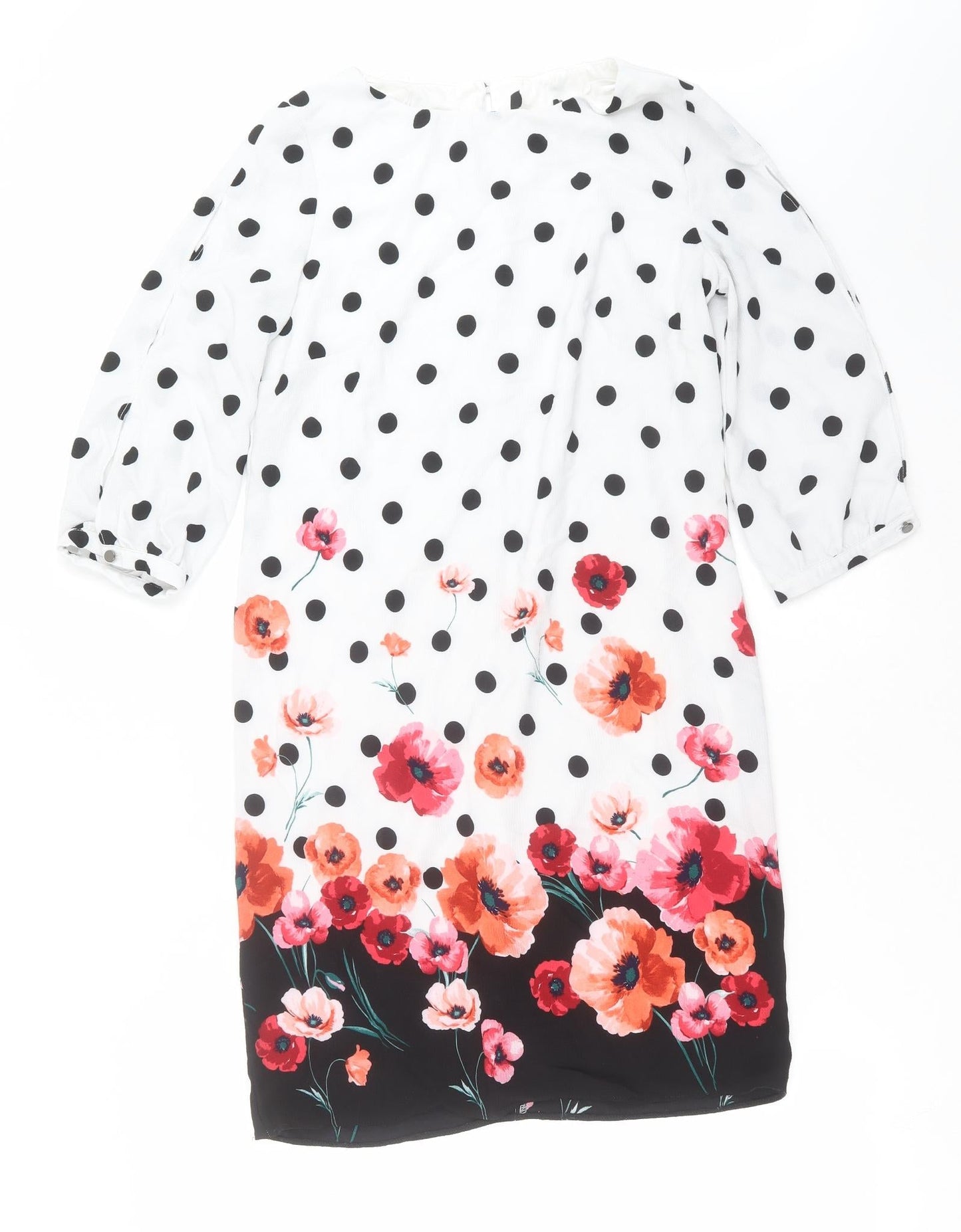 Preworn Womens White Polka Dot  Shift  Size 10