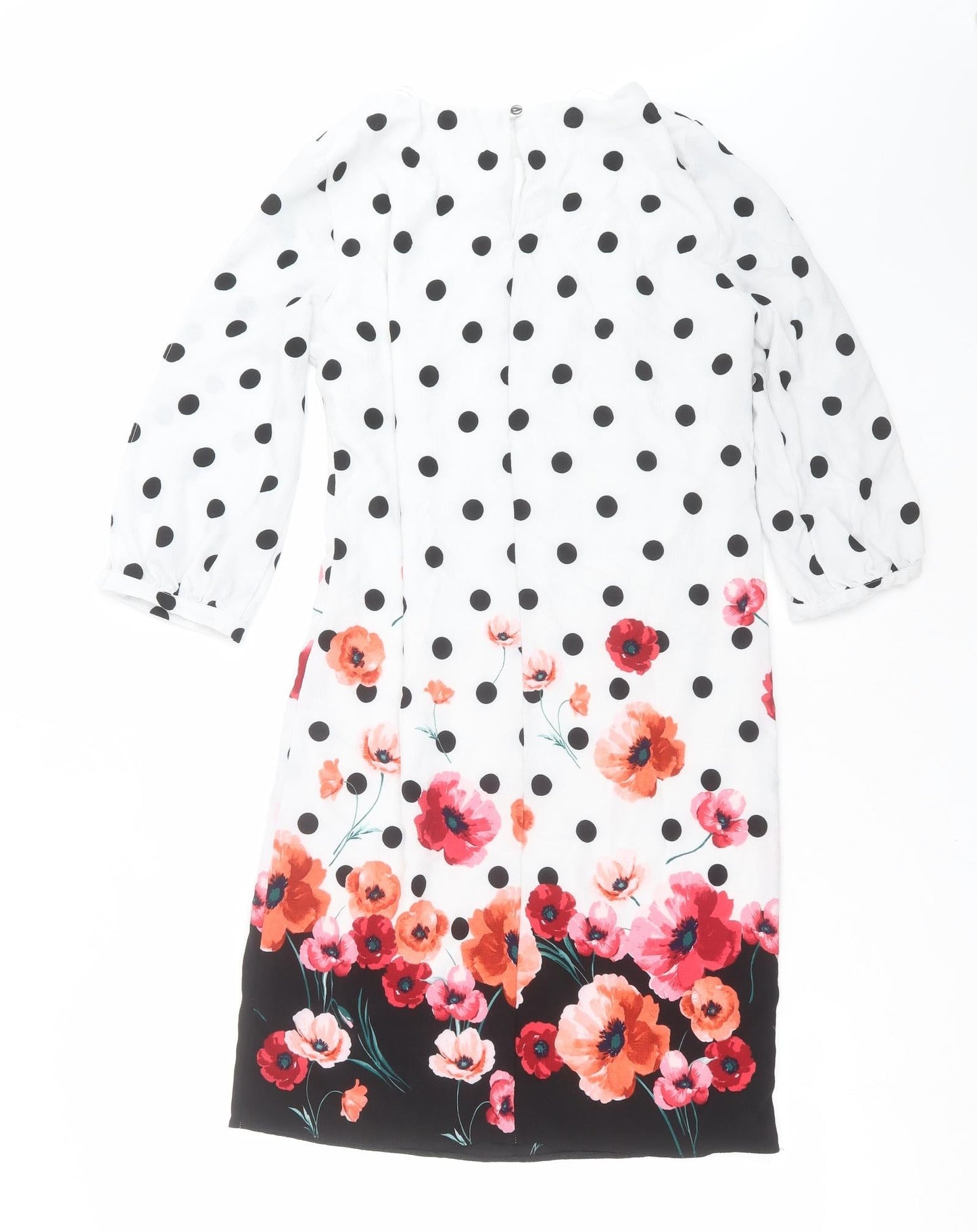 Preworn Womens White Polka Dot  Shift  Size 10