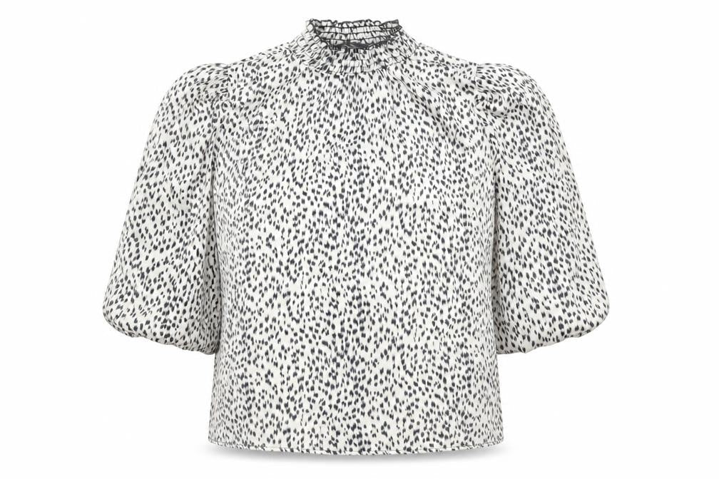 AX Womens Beige Animal Print  Basic Blouse Size 14  - Leopard print