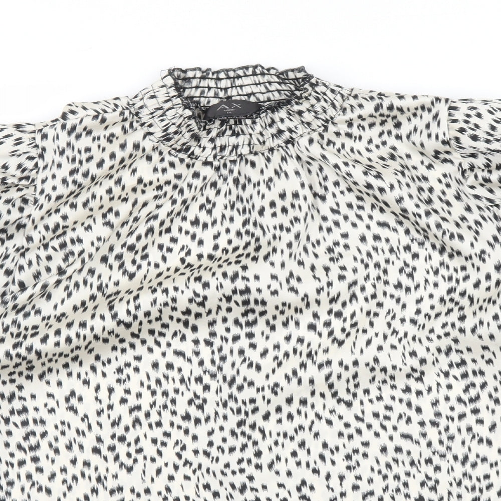 AX Womens Beige Animal Print  Basic Blouse Size 14  - Leopard print