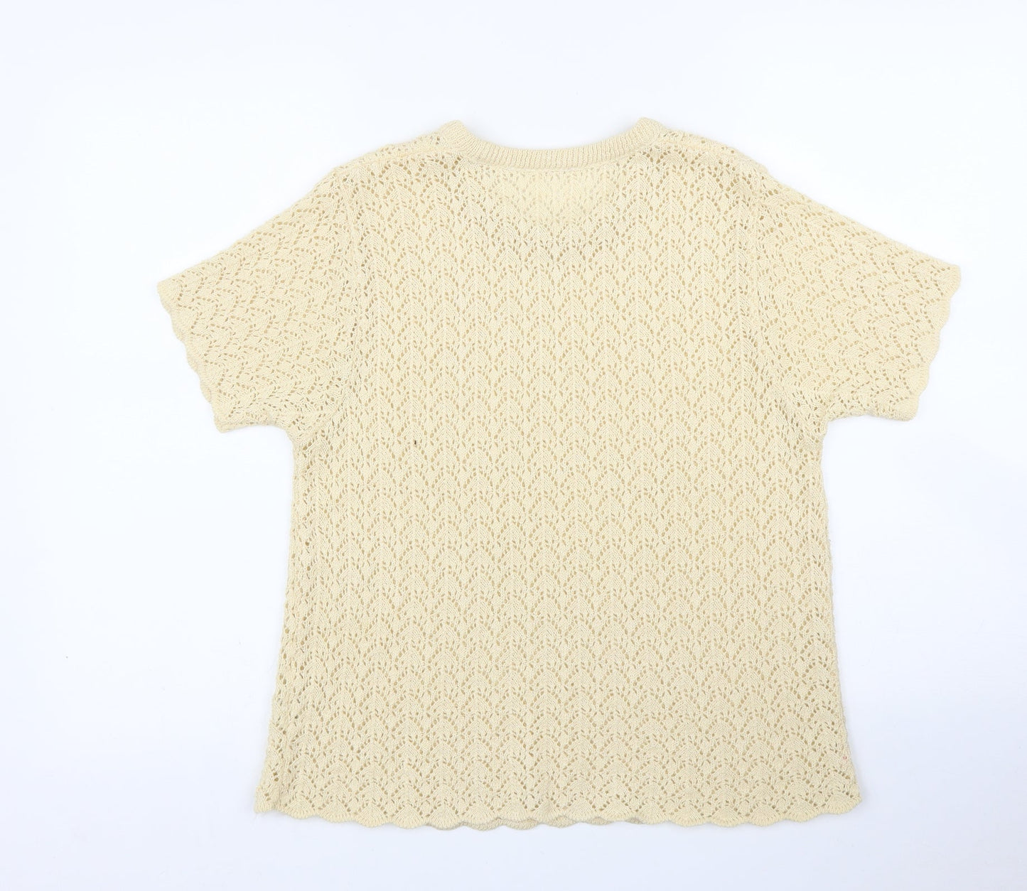 Preworn Womens Beige Floral  Basic T-Shirt Size L