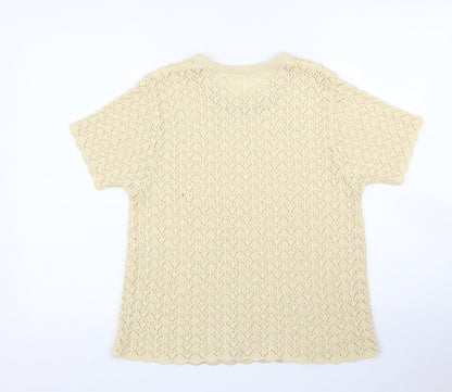 Preloved Preworn Womens Beige Floral  Basic T-Shirt Size L - Back