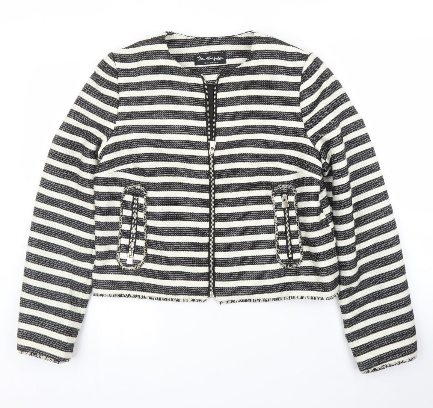 Miss Selfridge Womens Black Striped  Jacket  Size 12  - Chanel jacket