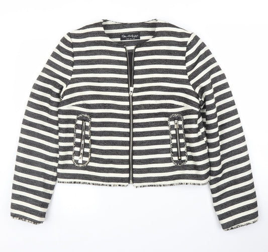 Miss Selfridge Womens Black Striped  Jacket  Size 12  - Chanel jacket