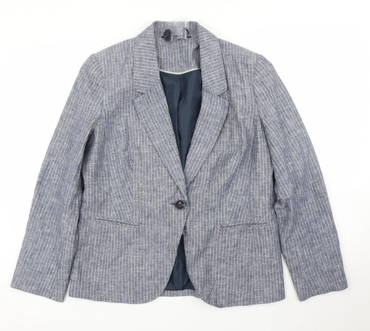 BM Womens Blue Striped  Jacket Blazer Size 12