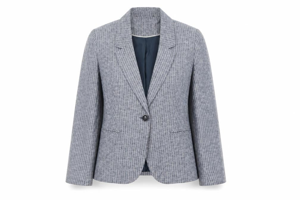 Bonmarché Womens Blue Striped Jacket Blazer Size 12