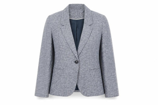 BM Womens Blue Striped  Jacket Blazer Size 12