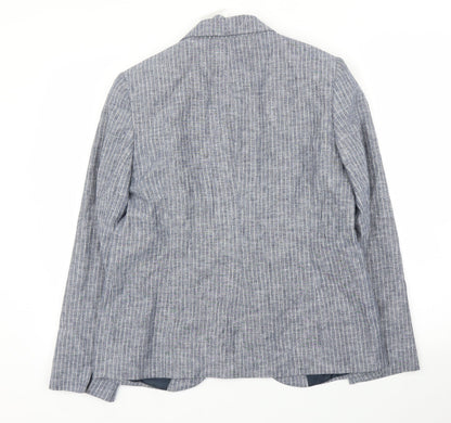 Bonmarché Womens Blue Striped Jacket Blazer Size 12