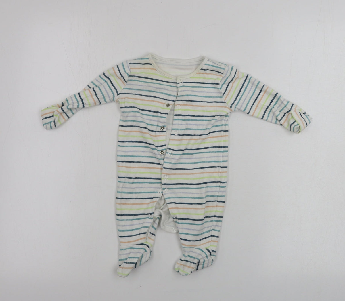 Tu Boys White Striped  Babygrow One-Piece Size 0-3 Months