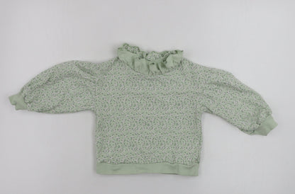 Preloved George  Girls Green Floral  Pullover Jumper Size 2 Years - Front