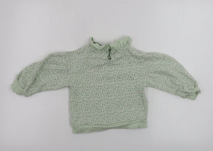 Preloved George  Girls Green Floral  Pullover Jumper Size 2 Years - Back