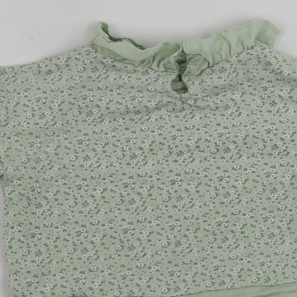 Preloved George  Girls Green Floral  Pullover Jumper Size 2 Years - Label