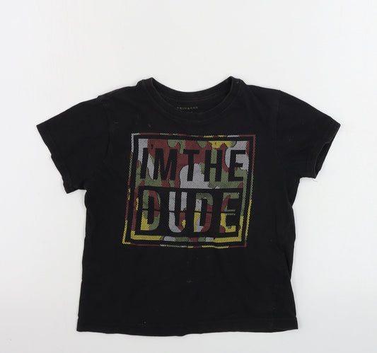 Primark  Boys Black   Basic T-Shirt Size 5-6 Years