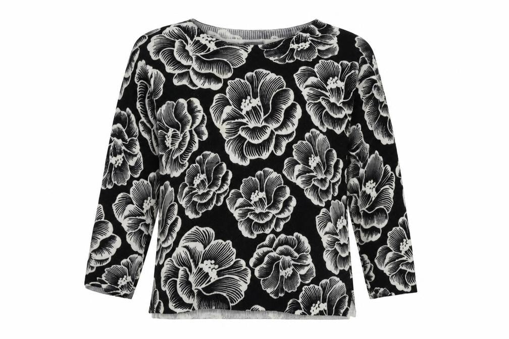 Papaya   Womens Black Floral  Pullover Jumper Size 10