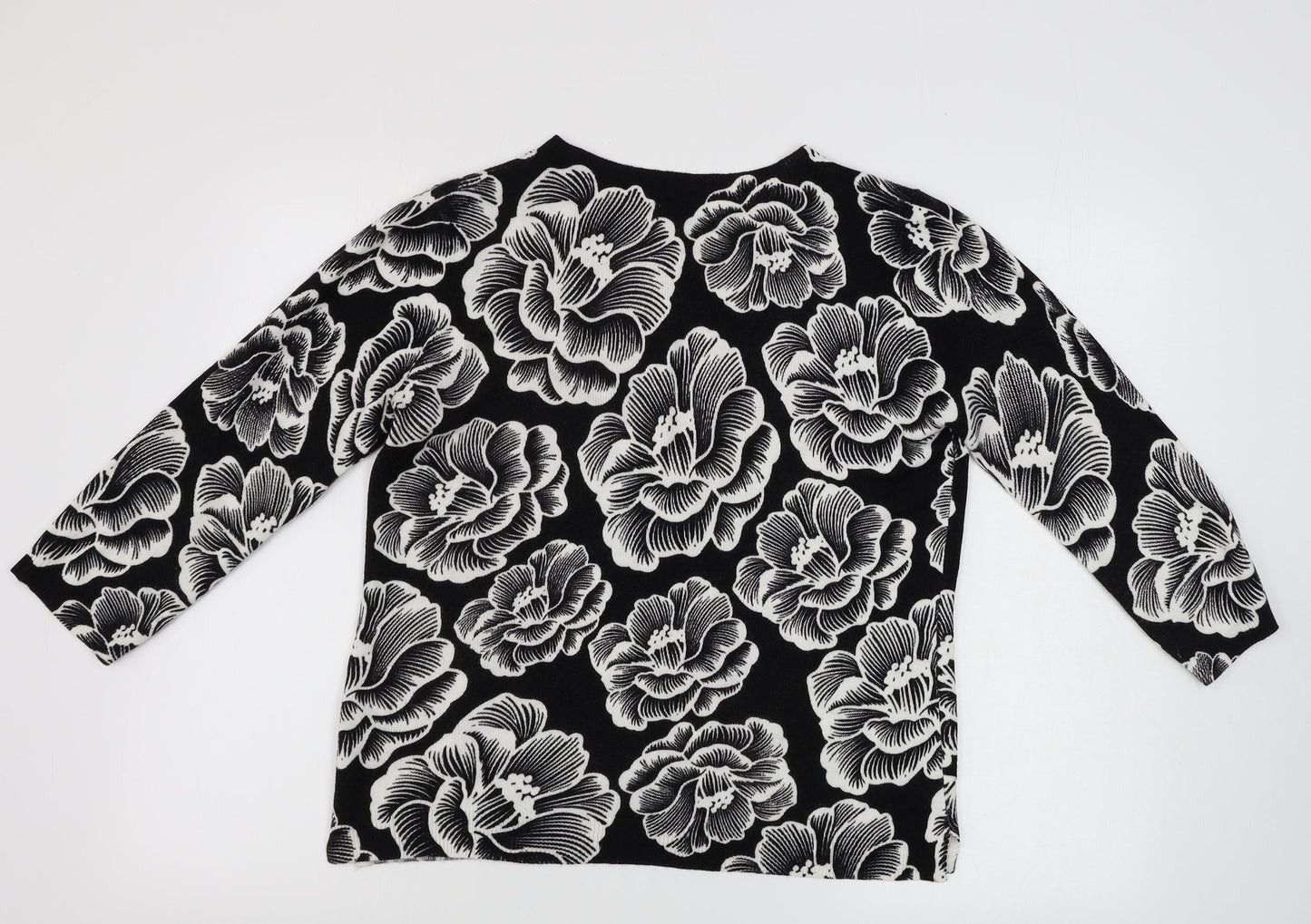 Papaya   Womens Black Floral  Pullover Jumper Size 10