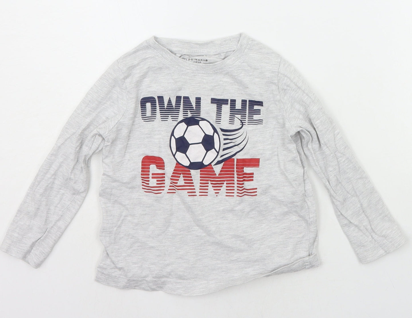 Primark Boys Grey   Basic T-Shirt Size 2-3 Years