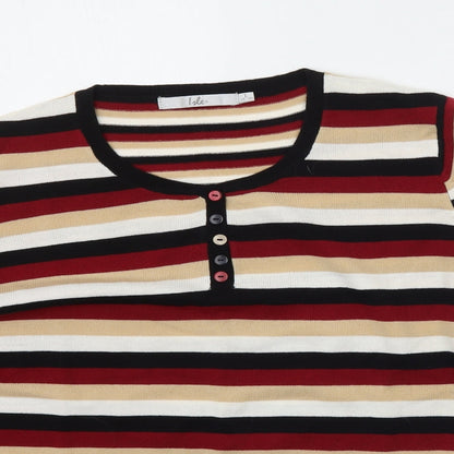 Preloved EWM Womens Multicoloured Striped  Pullover Jumper Size L - Detail
