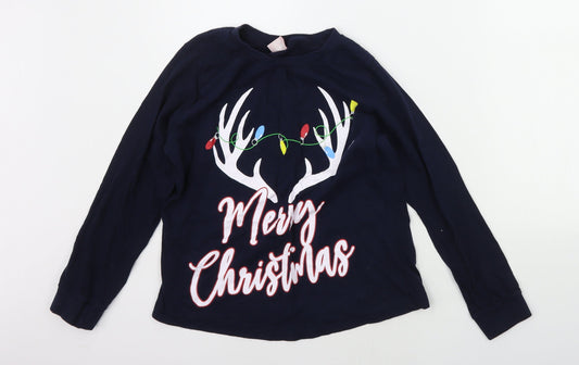 B&M Womens Blue Solid  Top Pyjama Top Size 12  - Christams