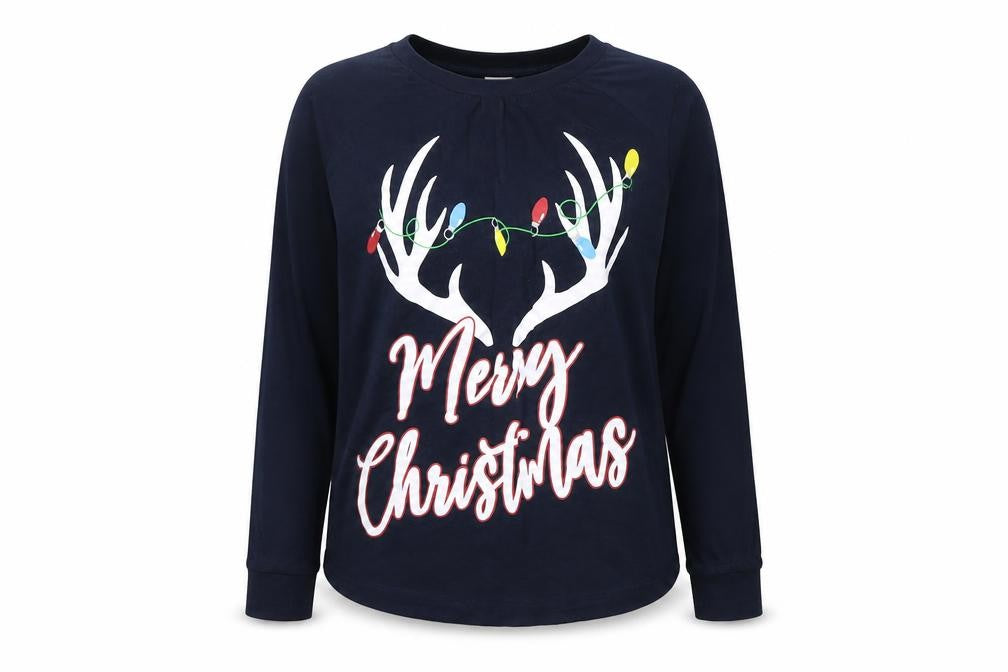B&M Womens Blue Solid  Top Pyjama Top Size 12  - Christams