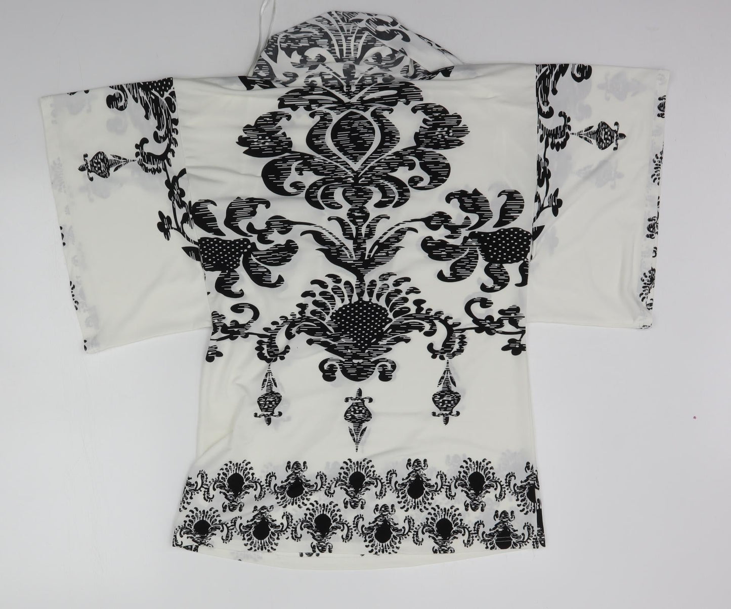 izabel Womens White Geometric  Basic Polo Size S