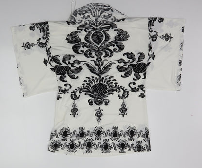 izabel Womens White Geometric  Basic Polo Size S